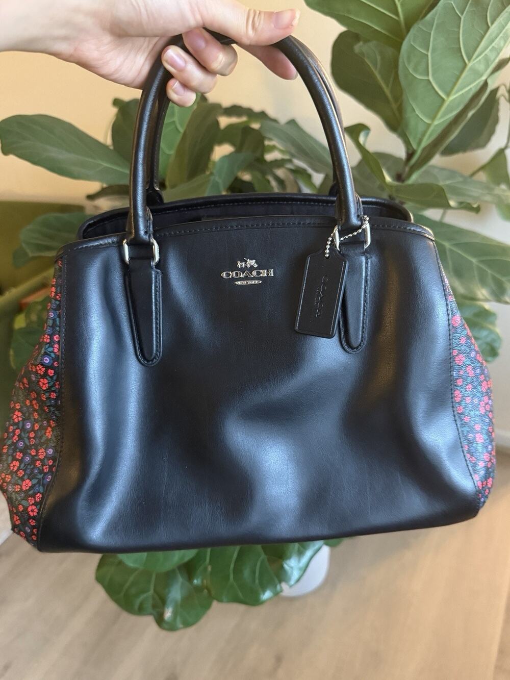 COACH Signature Margot Floral Leather Handbag Shoulder RARE F59442